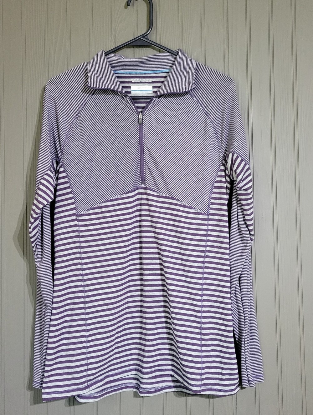 Columbia Purple & White Striped Quarter-Zip Pullover